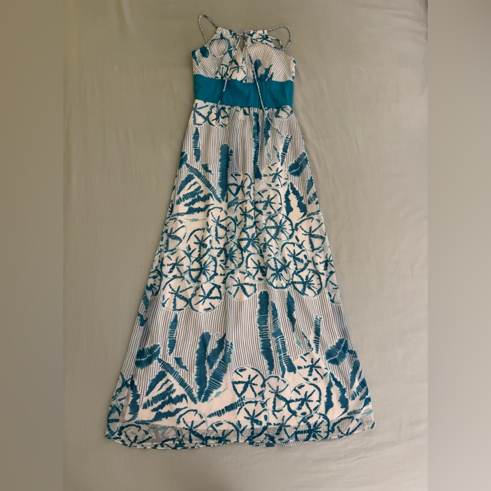 Grass Collection Teal and White Dress